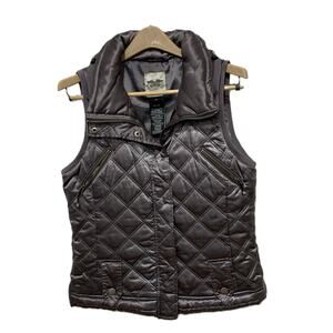 Harley Davidson Motorcycle Hooded Vest Womens Medium Metallic Silver